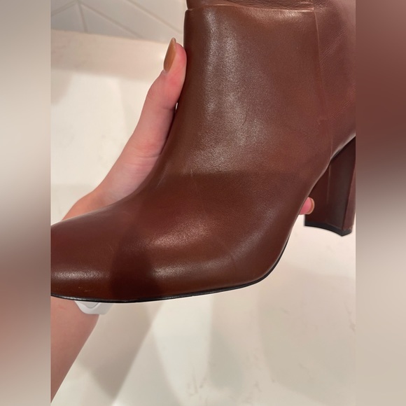 Ann Taylor Leather Tallulah Zip Up Booties in Modern Saddle 3.5 inch Heel - Picture 13 of 16